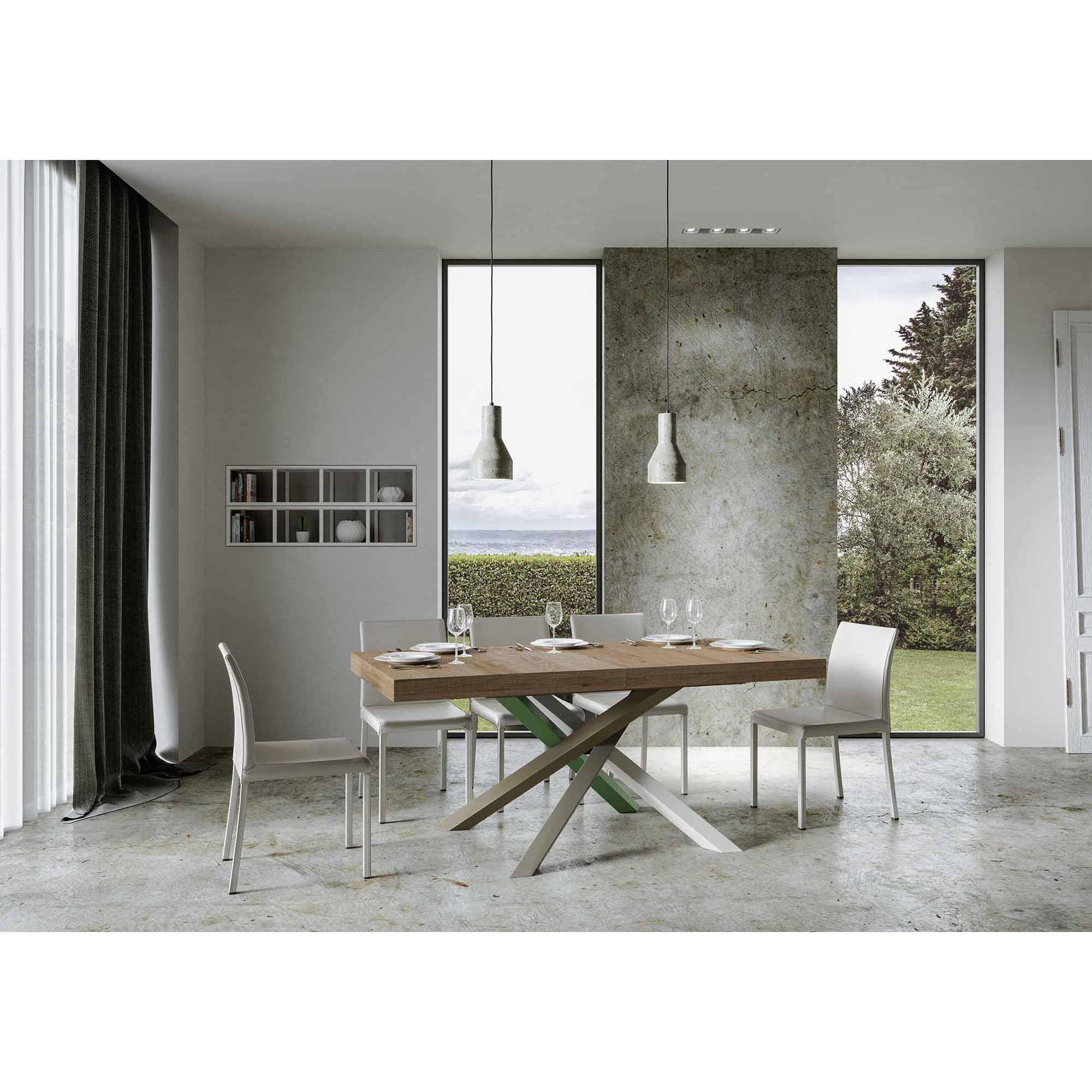 Mesa extensible 90x200/304 cm Volantis Roble Natural estructura multicolor 4/A