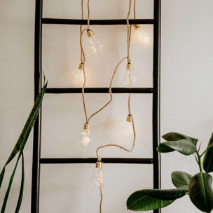 Catenarie per esterno con filo in corda e pannello solare con 20 bulbi