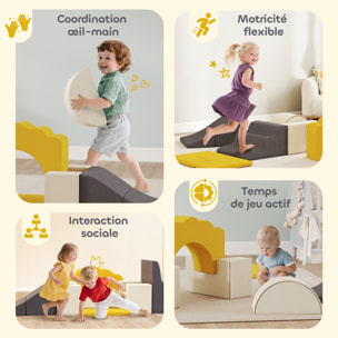 Parcours motricité bébé modulable 7 pièces zippées déhoussables velours multicolore
