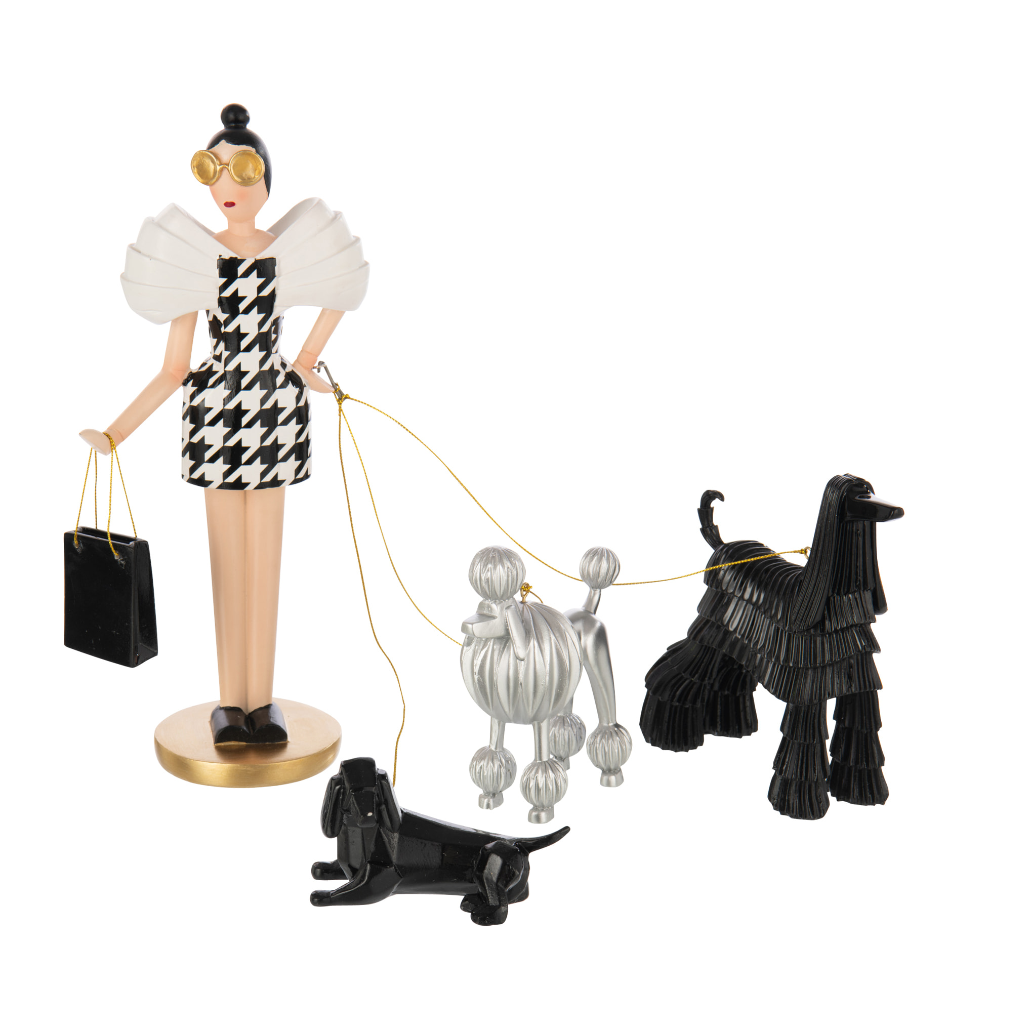 J-Line figurine Dame + Chien Pied-De-Poule - polyrésine - mix - 2 pcs