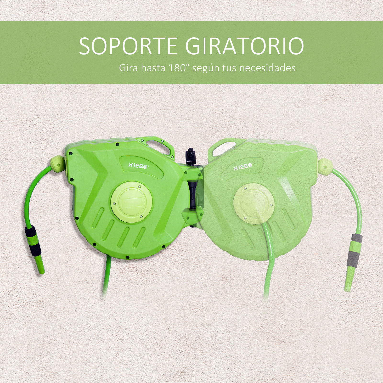 Carrete para Manguera Mural Portamanguera 15m Roll-up Automá¡tico Bloqueable