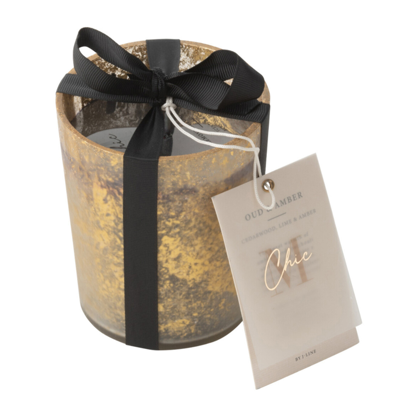 J-Line bougie parfumée M-Chic - Oud & Amber - verre - or/noir - small - 48H