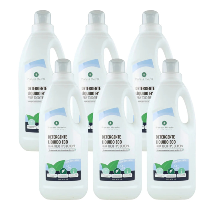 Pack 6xDetergente Líquido Ropa ECO Aroma natural a ropa limpia Planeta Huerto   1,5 Litros