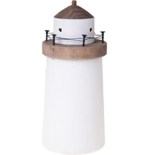 Faro Legno 11Xh.24 - Pezzi 1 - 11X24,5X11cm - Colore: Bianco - Bianchi Dino - Decori Casa E Complementi