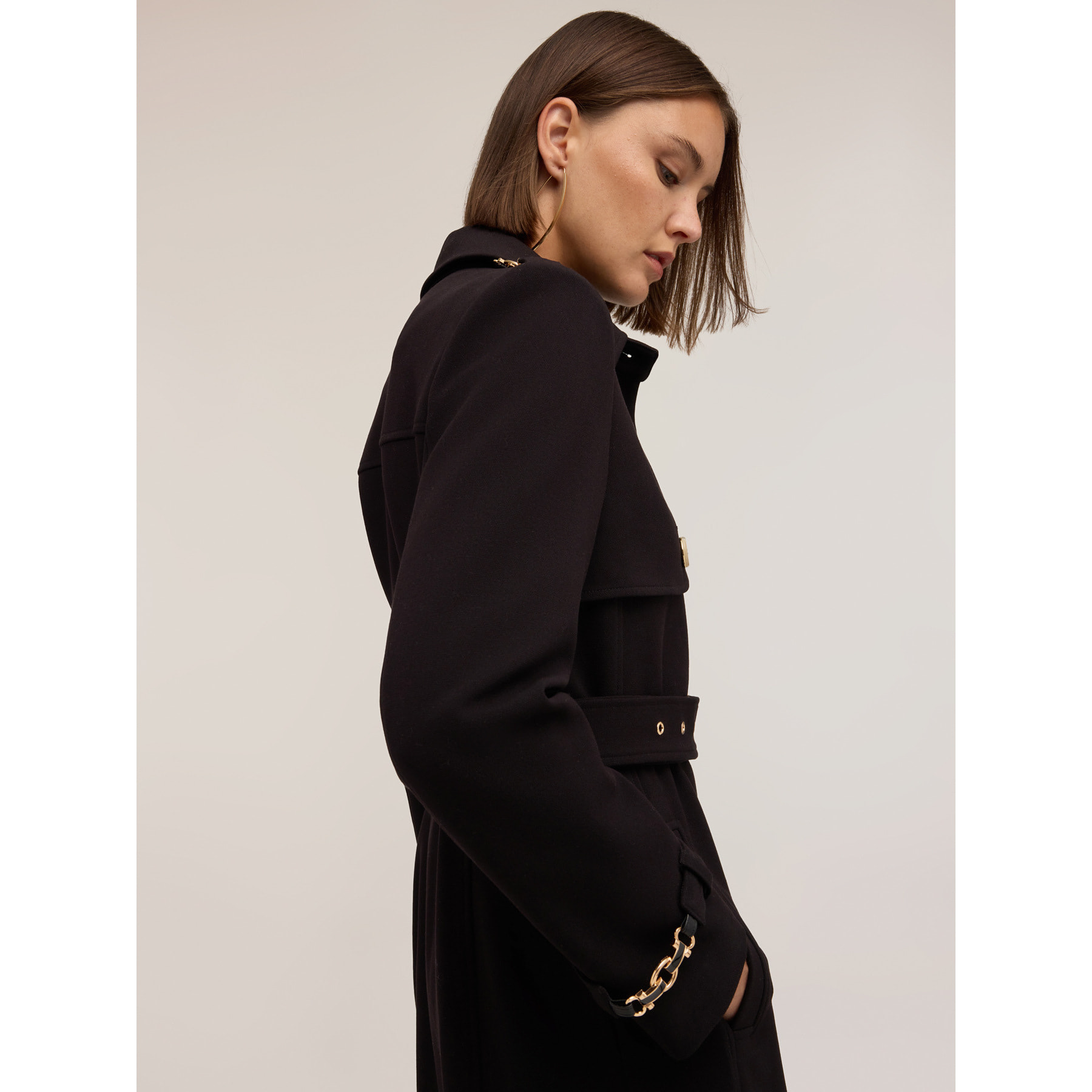 Motivi - Trench con cinturón mezcla viscosa - Negro