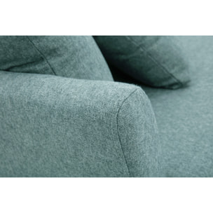 Canapé scandinave déhoussable 3 places en tissu vert de gris et bois clair OSLO