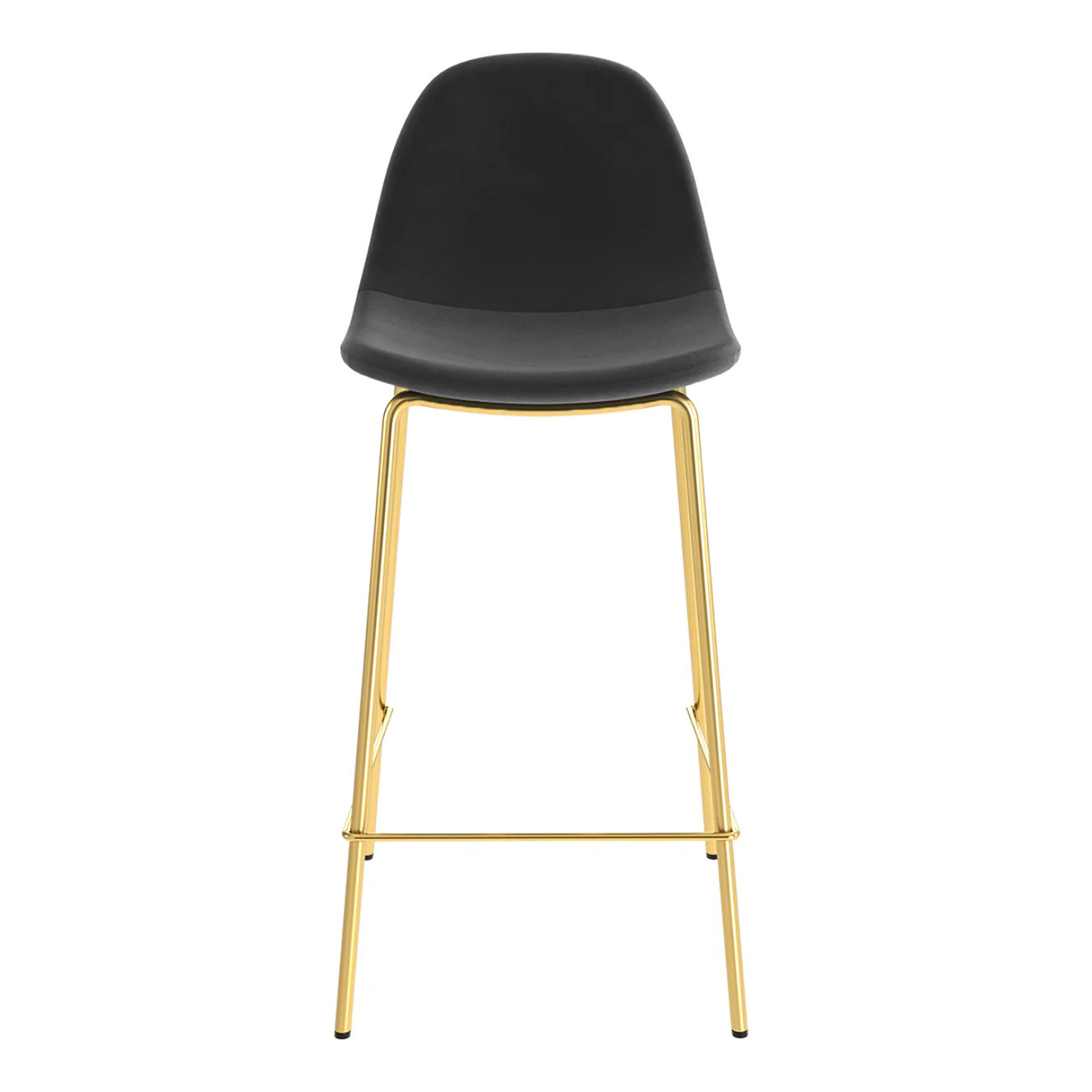 Lot de 2 chaises pour îlot central 65 cm en velours noir et doré - Henrik