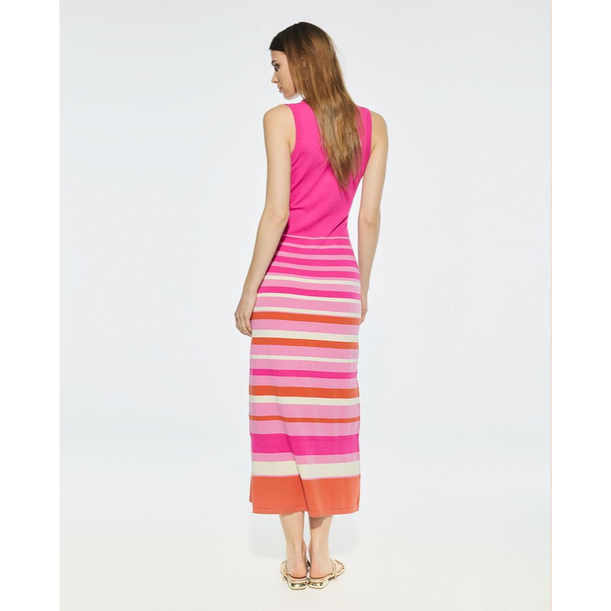 Abito Midi a Righe in Maglia