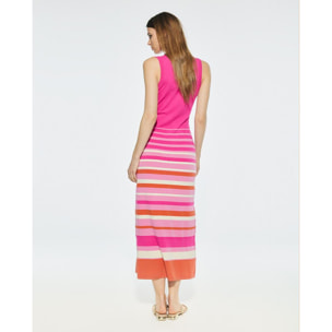 Abito Midi a Righe in Maglia
