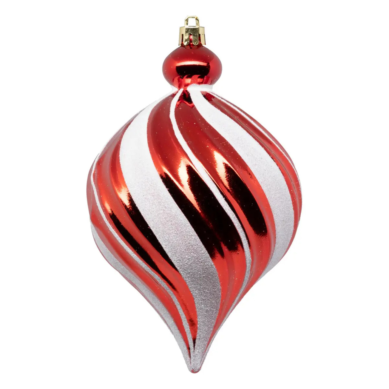 Boule de Noël plastique 100mm x6 rouge et blanc
