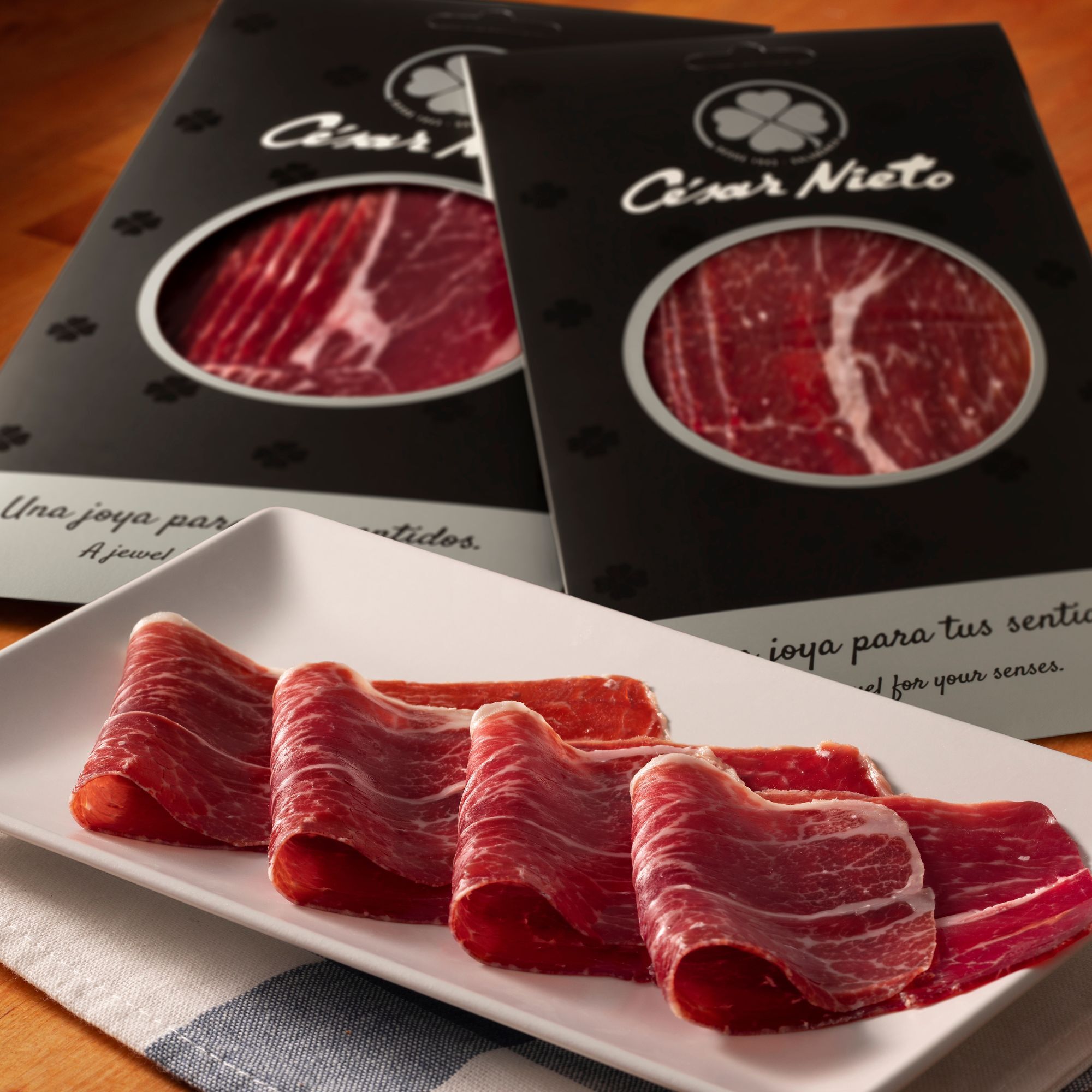 3 x Épaule Bellota Ibérico 50% Raza Ibérica Tranchée à la Machine - 3x100 g - Espagne - César Nieto