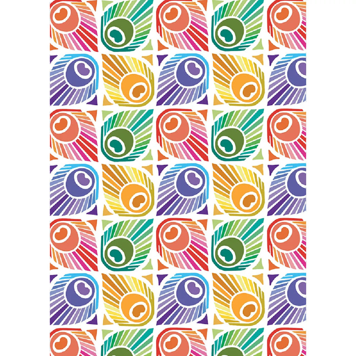Torchon pur coton imprimé multicolore Mille peacock summer