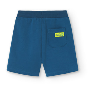 Bermudas niÃ±o, felpa piquÃ© estampadas, azul Ã­ndigo