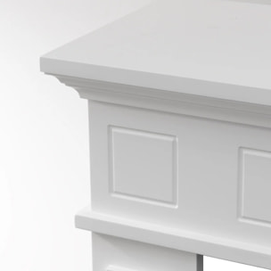 Jefferson - Cornice per Camino 89,5x90,5x28 cm Rivestimento Decorativo in Legno MDF Bianco