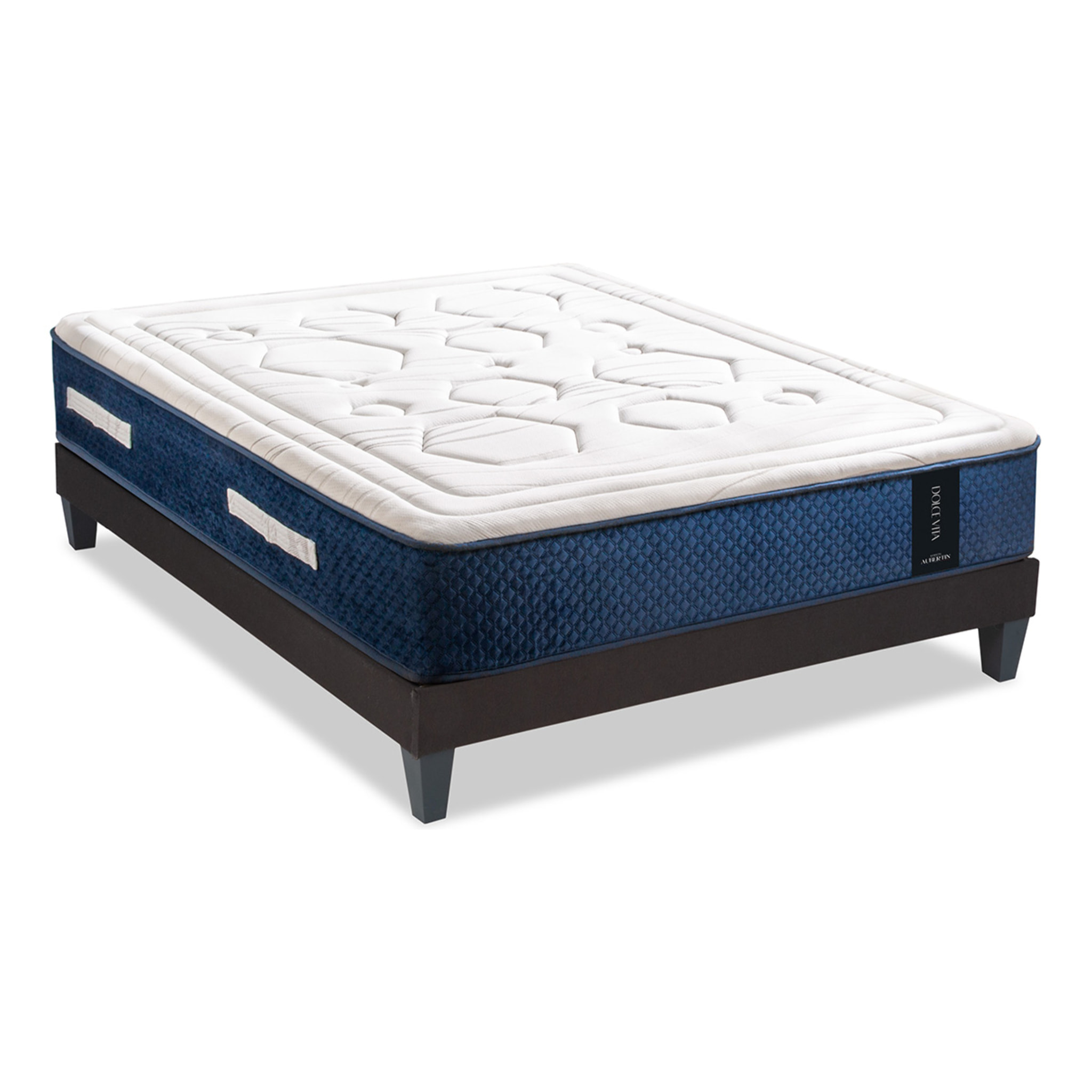 Ensemble Matelas Hybride Dolce Vita & Sommier Tissu, Ressorts Ensachés & Mémoire de Forme, 28 cm, Soutien Ferme