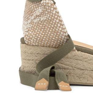 Alpargatas de cuña de mujer Carina en algodón orgánico lavado con cierre de cintas