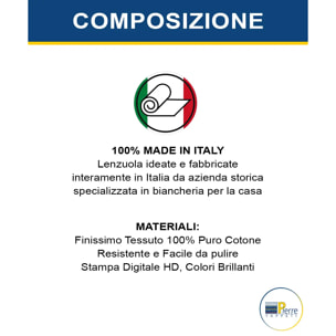 Completo Lenzuola PAPAVERI 100% Cotone e Made in Italy con stampa digitale HD