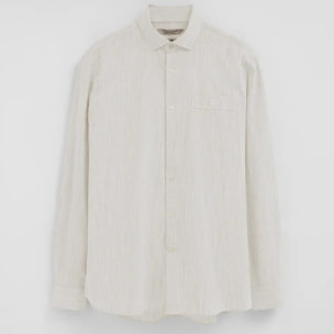 Camisa de rayas cotolino beige de corte regular con bordado Polo Club