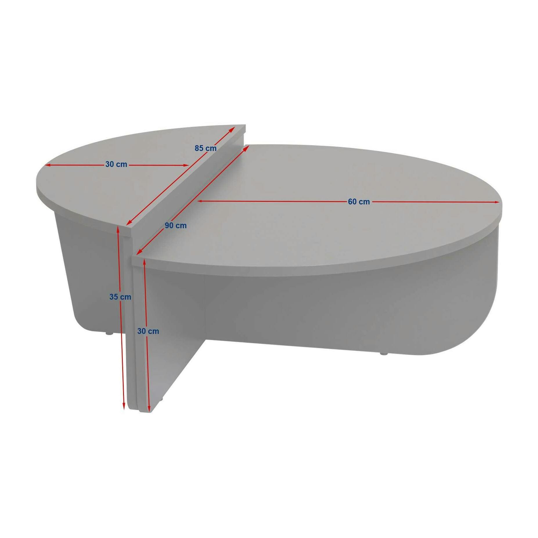 Table basse moderne noire & blanche - 2 hauteurs MARFA