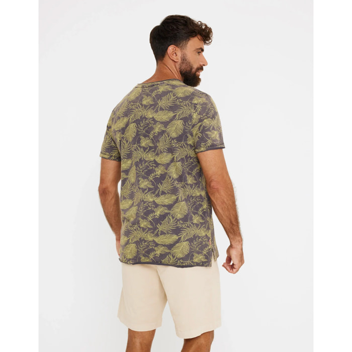 Camiseta Manga Corta Estampado Hojas - Mauicam