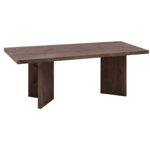 Mesa de centro de madera maciza en tono nogal de 120x50 cm Alto: 40 Largo: 120 Ancho: 55