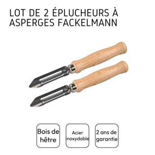 Lot de 2 éplucheurs à asperges manche en bois 15 cm Fackelmann