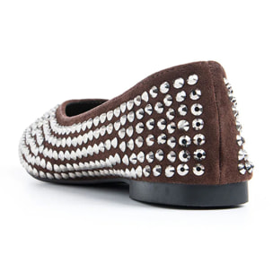 Ballerina a punta con strass - MARRONE