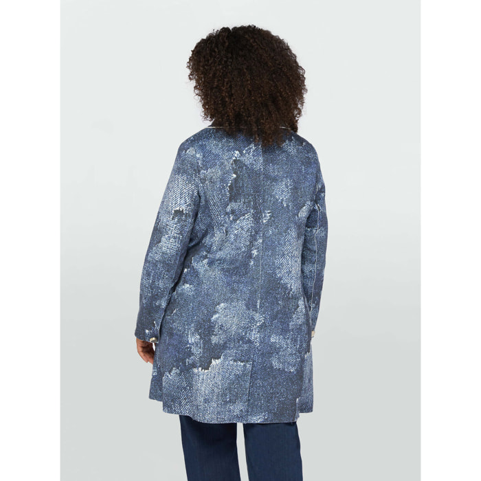 Fiorella Rubino - Cappotto leggero stampato effetto denim - Blu