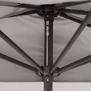 Mezza Luna - Ombrellone a mezza luna con palo centrale da Ø38 mm e telo in poliestere da 180gr/mq con airvent. Ombrellone da balcone o terrazzo grigio L300xP150xH250 cm