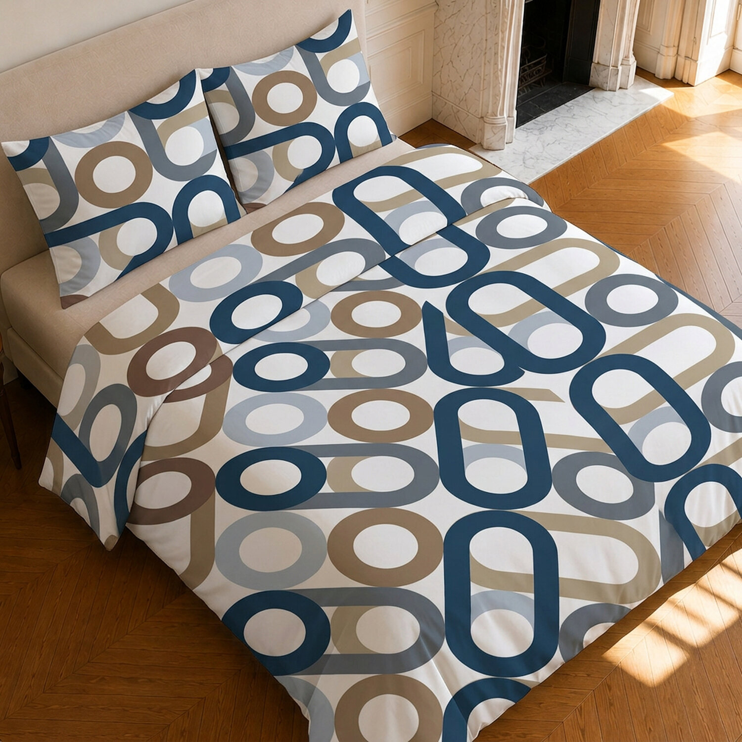 Parure housse de couette 100% coton motif géométrique - DAIKO