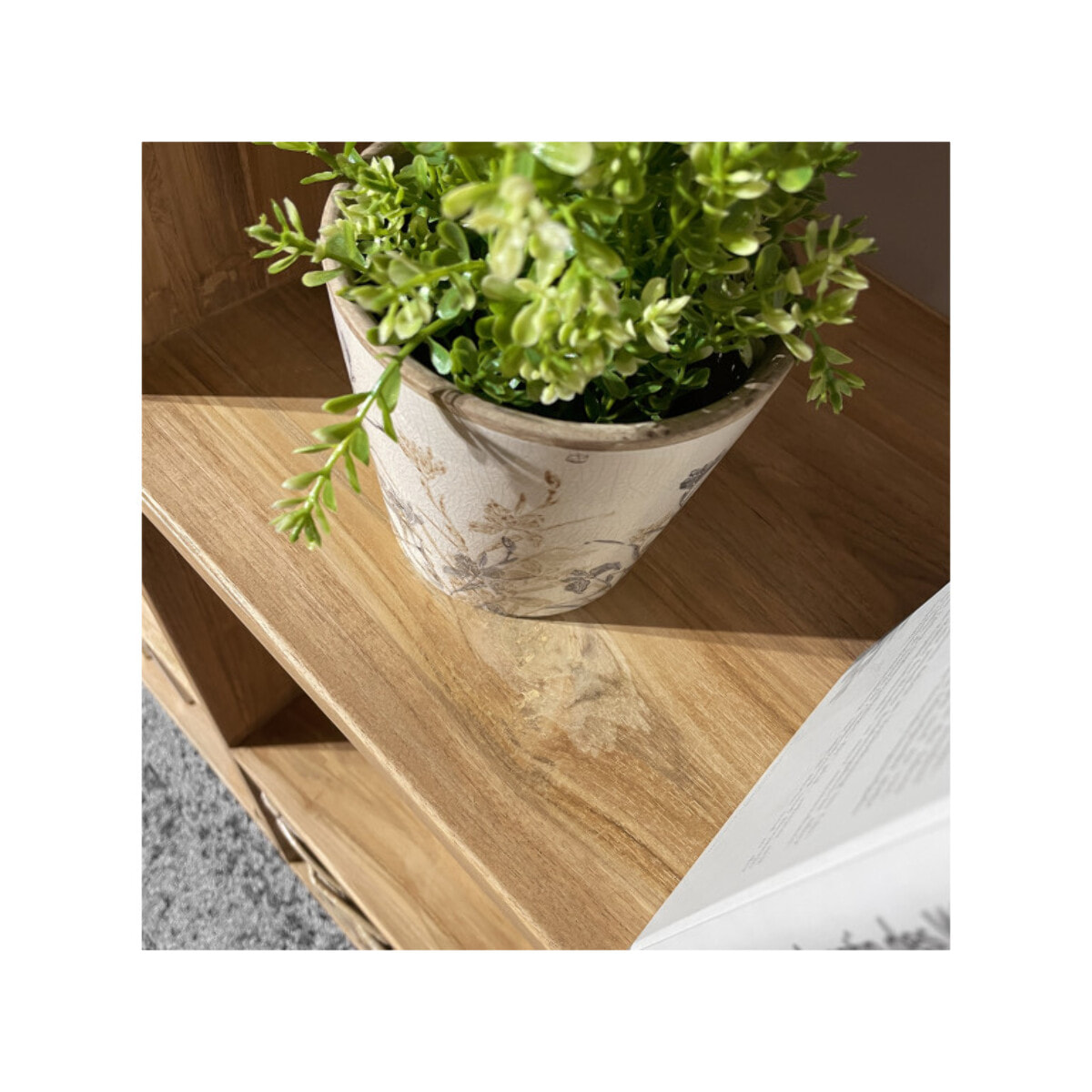 Etagère 3 cases cubes rangement 137 x 47 cm bois de teck massif - ROMA