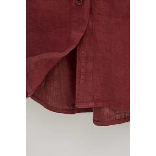 Camicia vinaccia in lino relaxed fit con ricamo Polo Club