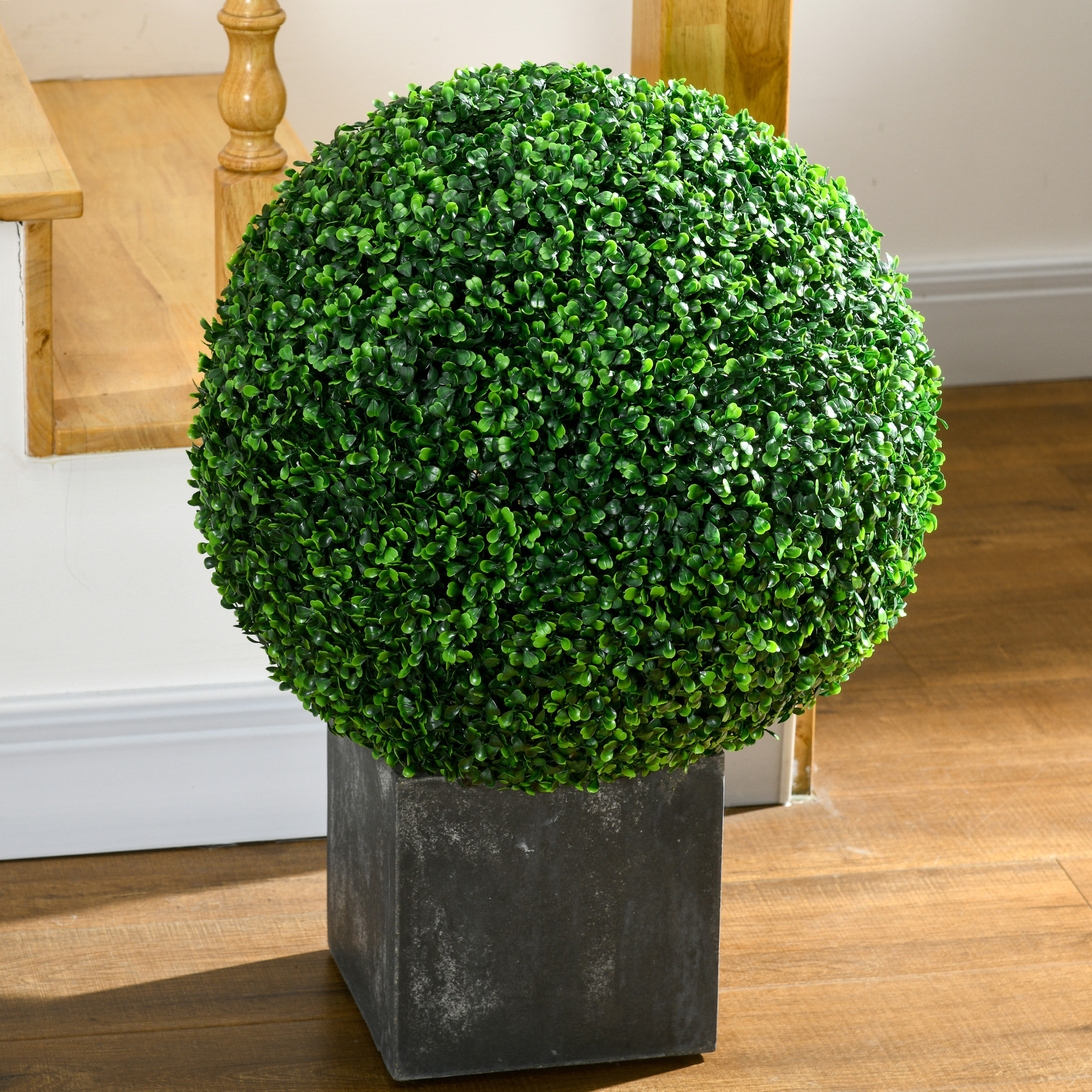 Lot de 2 buis artificiels topiaires artificielles en forme de boule Ø 50 cm PE vert