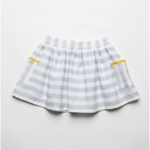 FALDA A RAYAS GRIS Y BLANCO CON BOLSILLOS
