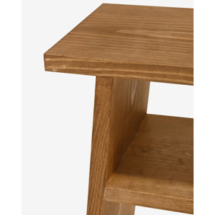 Table basse en bois massif ton chêne foncé 60x20cm Hauteur: 60 Longueur: 30 Largeur: 20