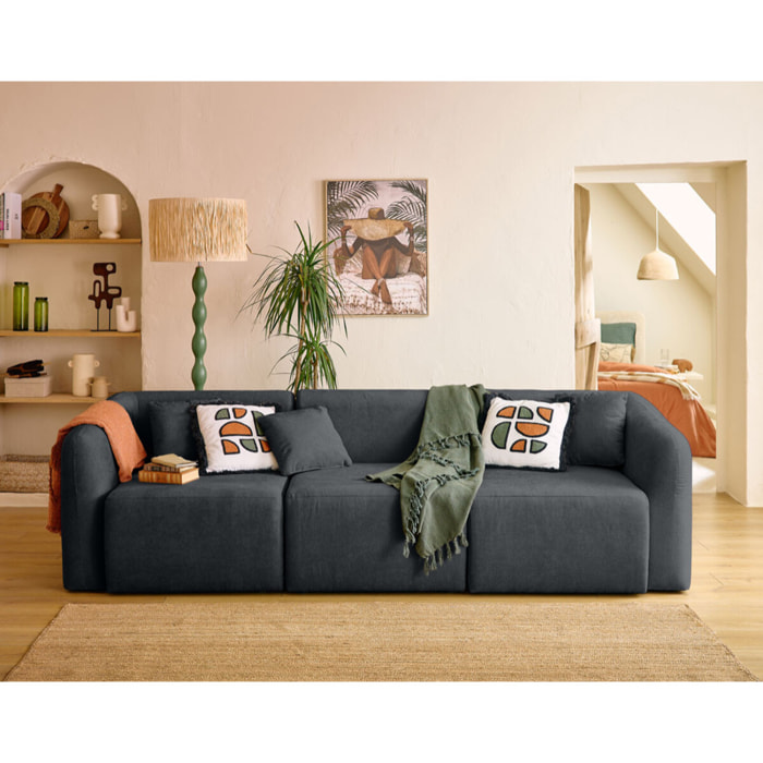 Ikare - module d'assise d'angle gauche - en tissu - Gris