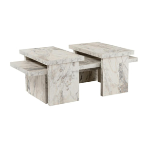 Table basse gigogne design – effet marbre (3 pièces) MARFA