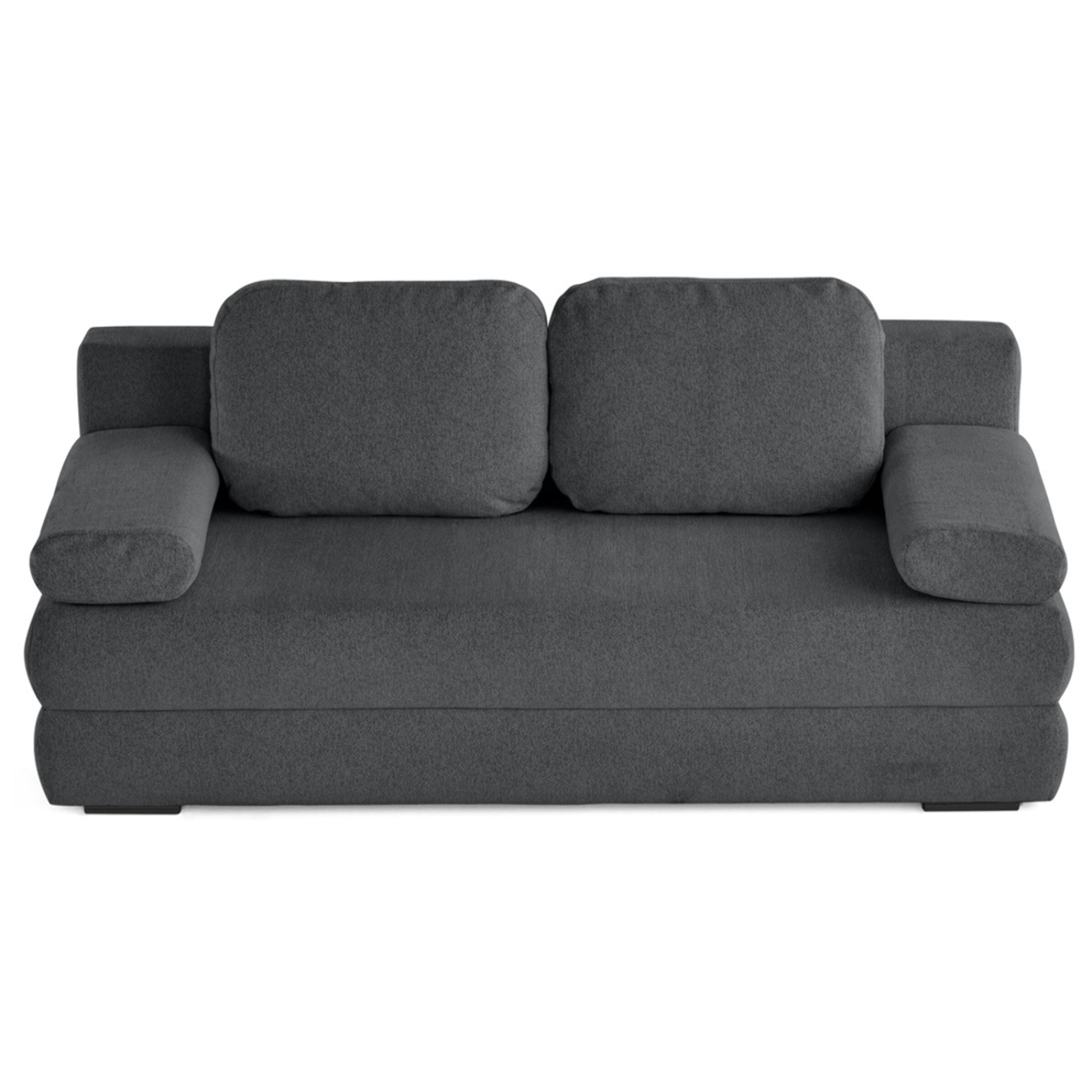 Nora - canapé 3 places convertible avec coffre en tissu texturé - Gris foncé