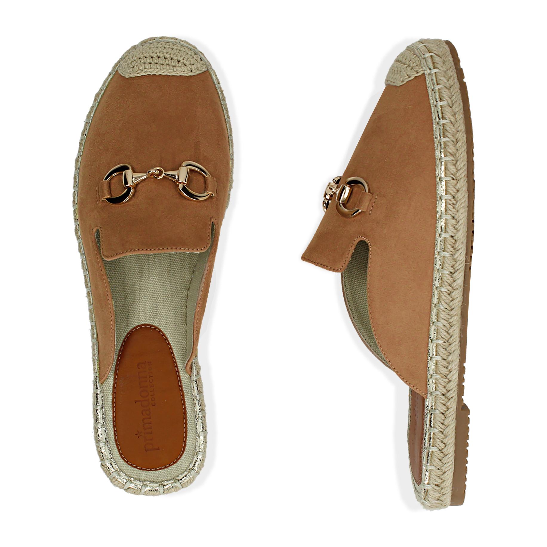 Espadrillas cognac in microfibra