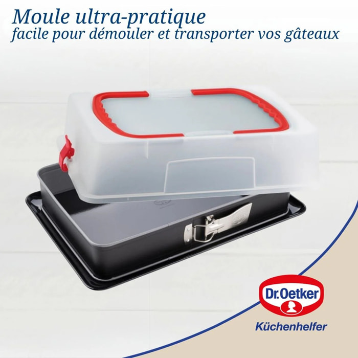 Moule à charnière rectangulaire avec couvercle de transport 42 x 29 x 7 cm Dr. Oetker Back-Idee Kreativ