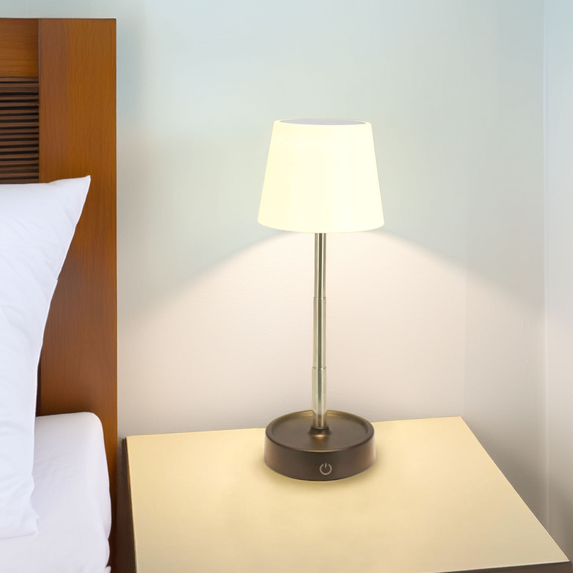 Well Home Lámpara de Mesa Retráctil con Luz LED SMD Blanca Cálida y Atenuación Continua Ø10,6x11,5cm