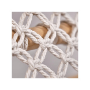 Chaise relax lounge en bois de teck et cannage cordes tressées - PIOU