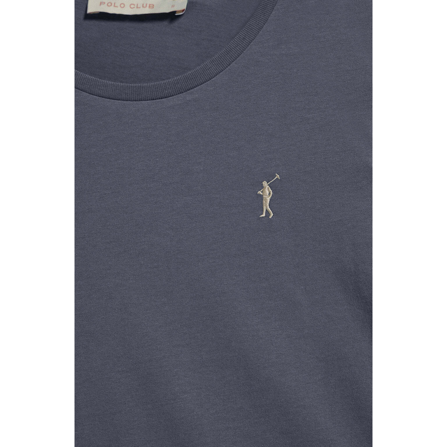 Maglietta basic a maniche lunghe blu denim con logo Rigby Go