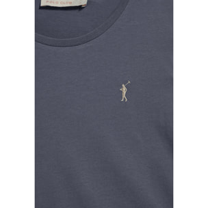 Maglietta basic a maniche lunghe blu denim con logo Rigby Go