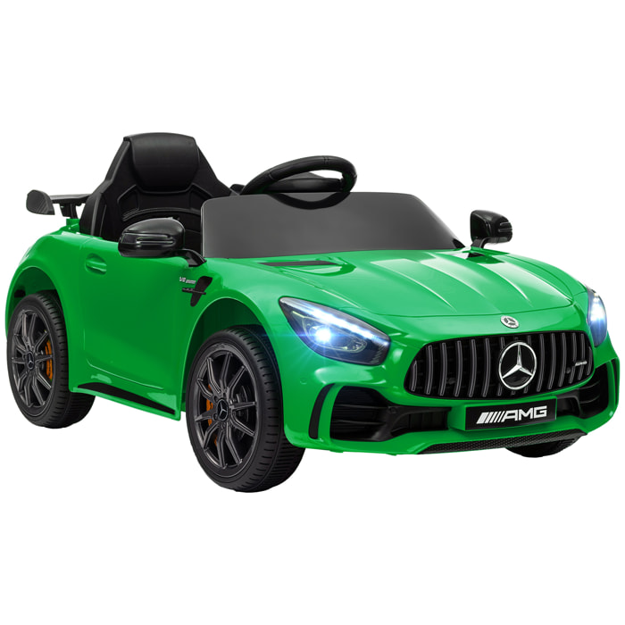 Coche Eléctrico para Niños de +3 Años Mercedes-Benz AMG GTR Carro Eléctrico Infantil con Batería 12V Mando a Distancia Faros Bocina Música y Pantalla Verde