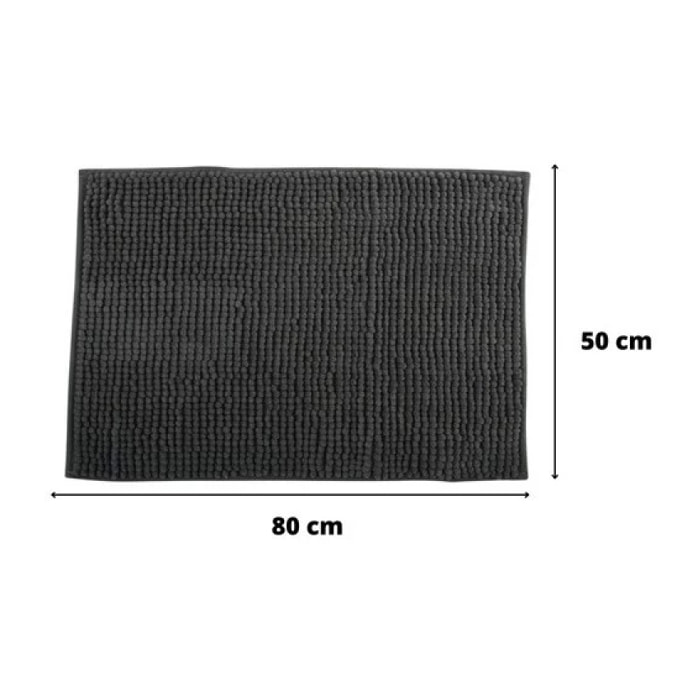 Lot de 2 Tapis de bain Microfibre CHENILLE 50x80cm Gris Foncé MSV