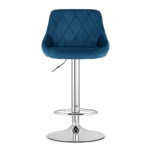 Sgabello da bar KAST in velluto blu navy con base cromata