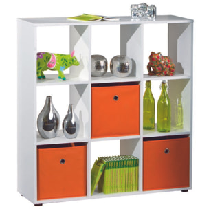 Libreria in laminato con nove vani, colore bianco, 104,5 x 109 x 33.