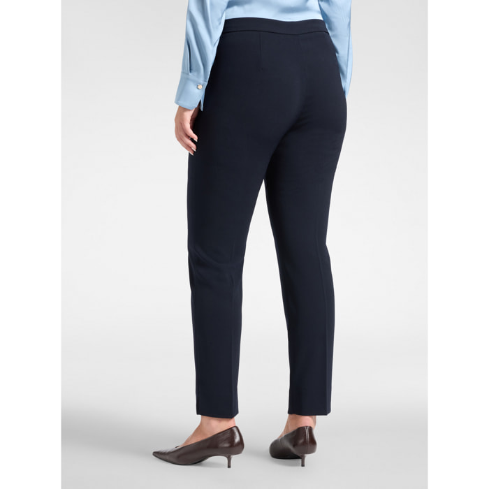 Elena Mirò - Pantaloni slim in crêpe misto cotone - Blu