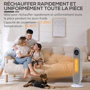 Chauffage soufflant oscillant 2000 W - radiateur céramique PTC - 2 niv. puissance - chauffage d'appoint avec télécommande blanc noir